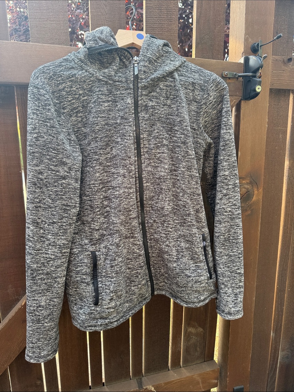 Roxy Gray Marled Full-Zip Hooded Utility Jacket